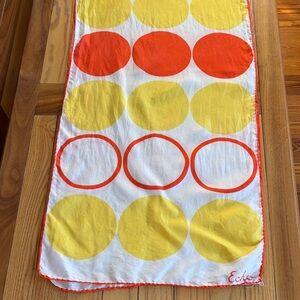 Echo 100% Silk Polka Dot Scarf Orange Yellow White Lightweight Oblong